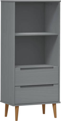 VidaXL Boekenkast Molde 60x35x133,5 Cm Massief Grenenhout Grijs