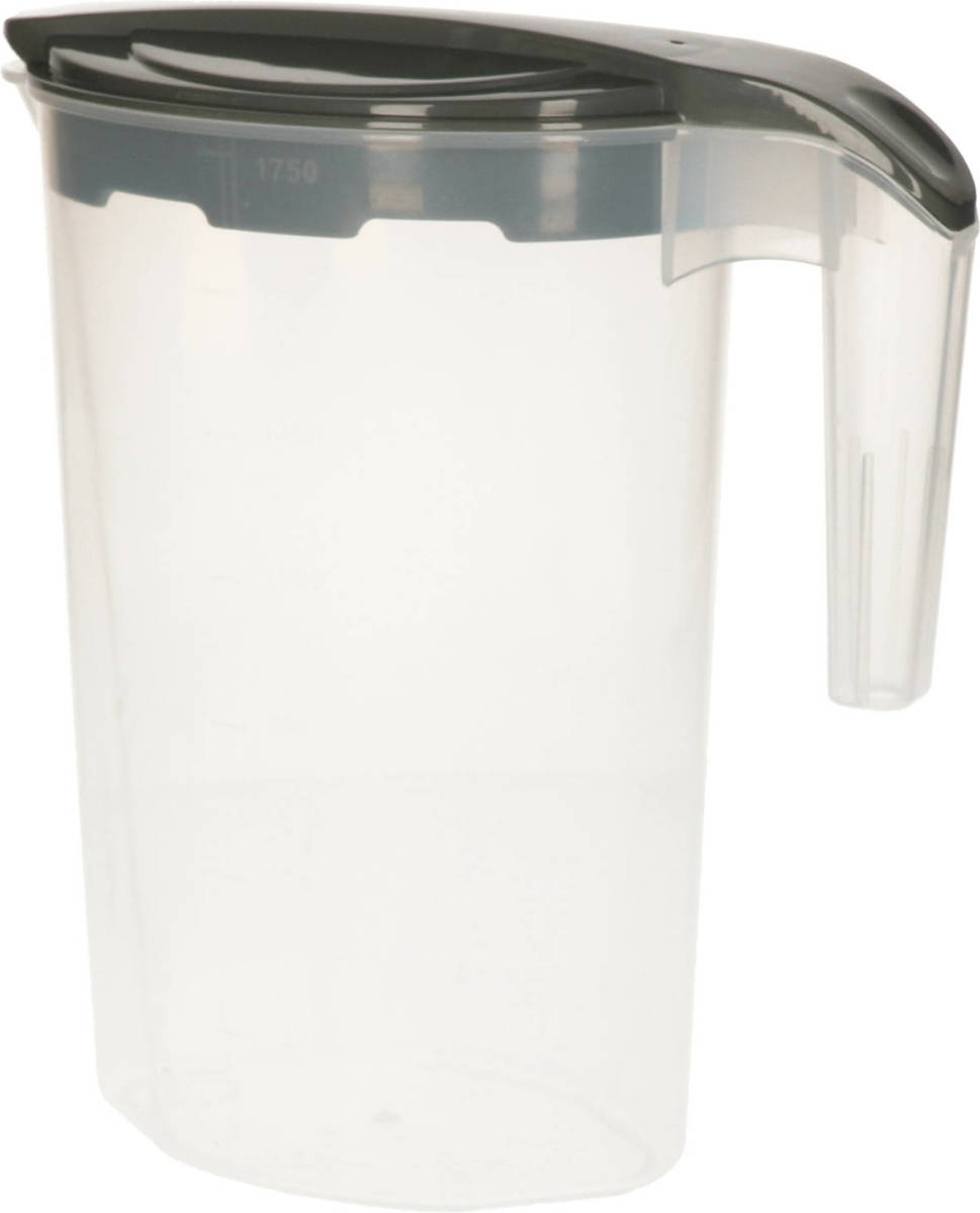 Excellent Houseware Waterkan/sapkan Met Deksel - Transparant/antraciet Grijs - 1,75 Liter - Kunststof - Schenkkannen