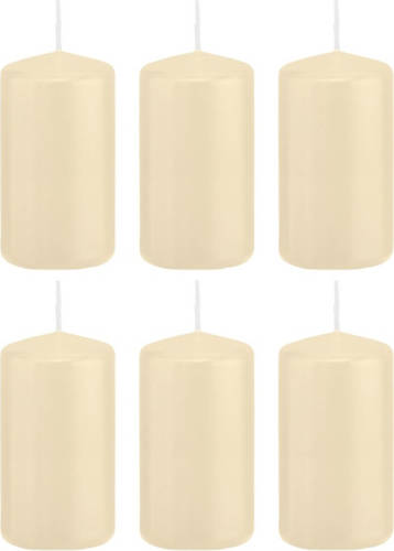 Trend Candles 6x Cremewitte Cilinderkaarsen/stompkaarsen 6x12 Cm 40 Branduren - Stompkaarsen