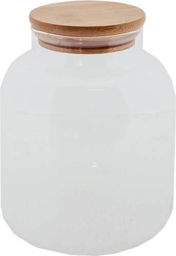 Clayre & Eef Voorraadpot 1200 Ml Glas Voorraadbus Bewaarpot Opbergpot Transparant Voorraadbus Bewaarpot