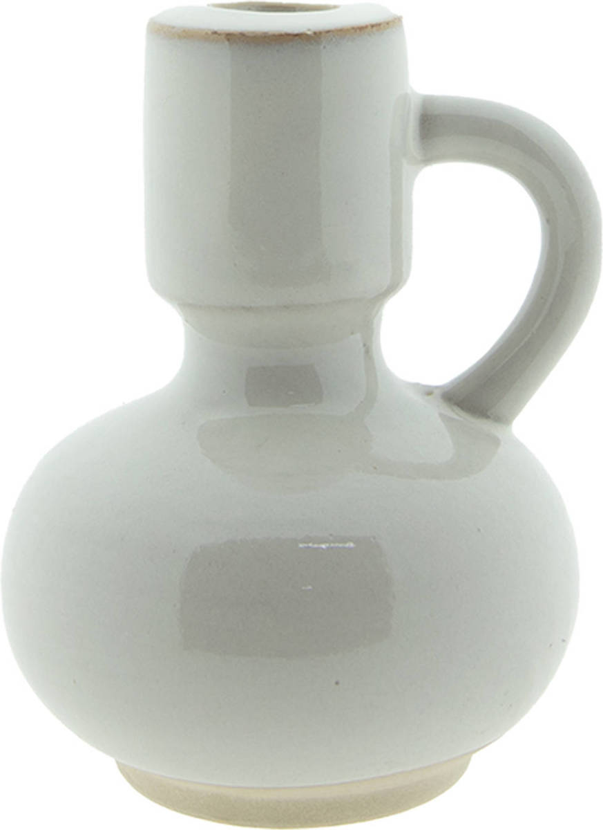Clayre & Eef Kandelaar 14 Cm Beige Porselein Kaarsenstandaard Kaarsenhouder Beige Kaarsenstandaard Kaarsenhouder