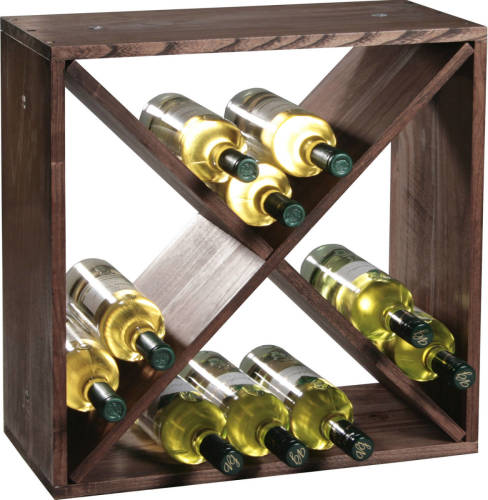 Kesper Houten Wijnflessen Rek/wijnrek Vierkant Voor 24 Flessen 25 X 50 X 50 Cm - Wijnrekken