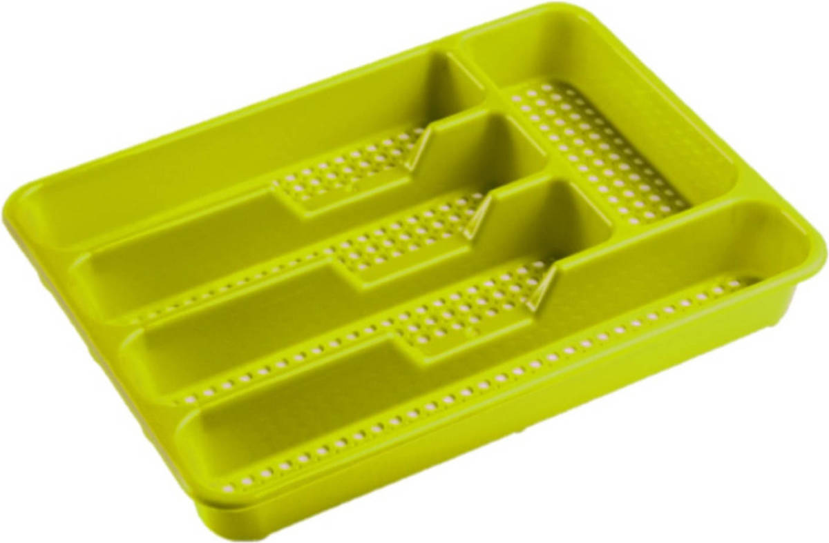 Hega Hogar Bestekbak/bestekhouders 5-vaks Lime Groen 34 X 25 X 4 Cm - Bestekbakken