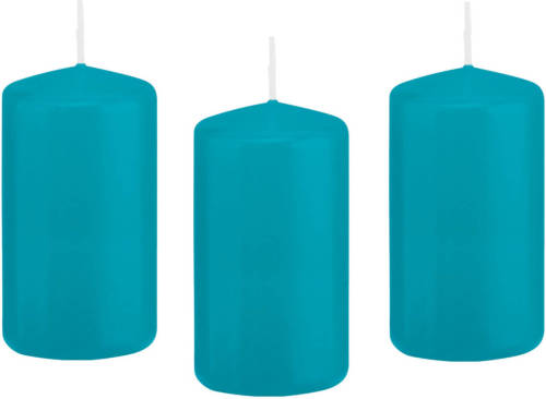 Trend Candles 8x Turquoise Blauwe Cilinderkaarsen/stompkaarsen 6 X 12 Cm 40 Branduren - Stompkaarsen