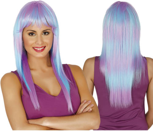 Fiestas Guirca Verkleedpruik Dames Synthetisch Blauw/paars