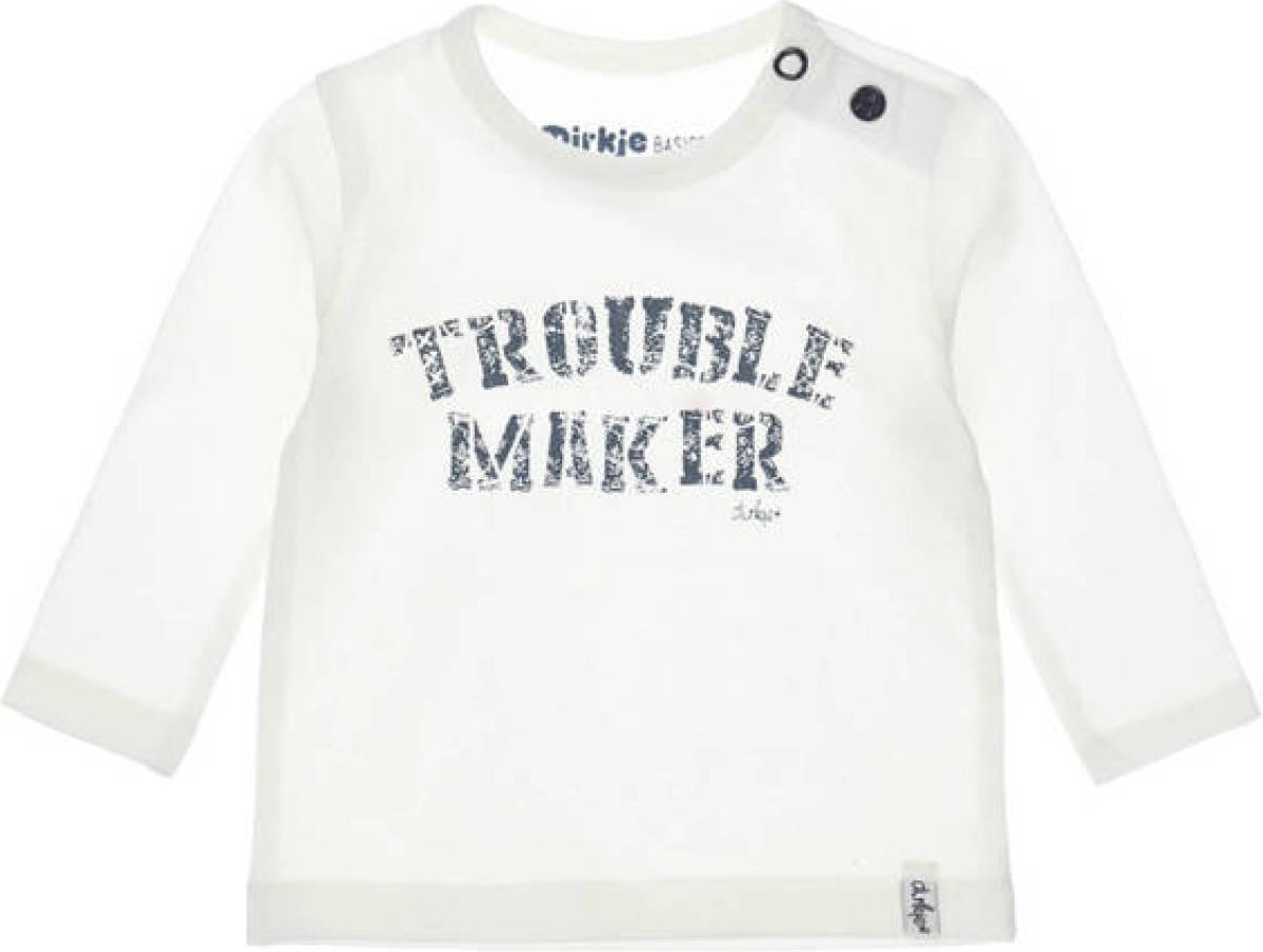 Dirkje longsleeve met biologisch katoen wit/donkerblauw