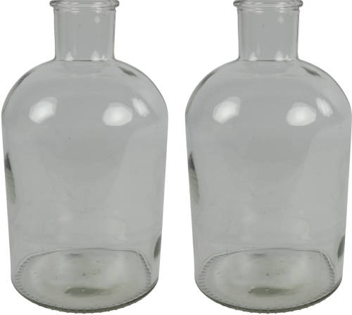 2x Stuks Countryfield Vaas - Helder Glas - Apotheker Fles - D14 X H27 Cm - Vazen