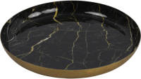 Countryfield Dienblad/serveer Tray Marble - Metaal - Zwart/goud - Dia 26 Cm - Dienbladen