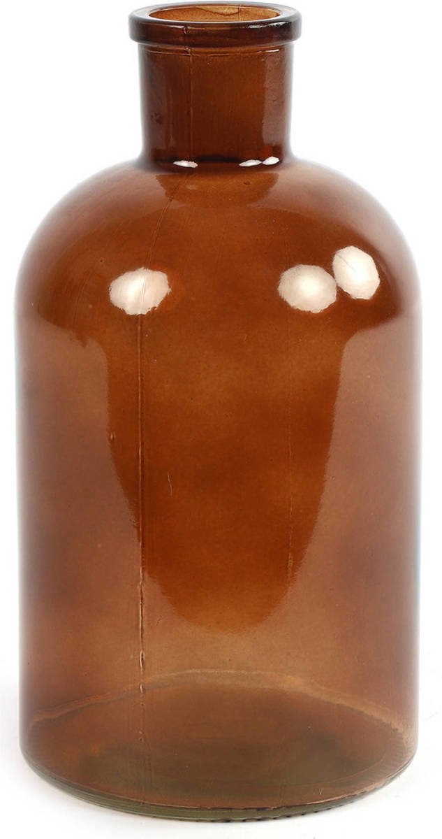 Countryfield Vaas - Bruin - Glas - Apotheker Fles Vorm - D14 X H27 Cm - Vazen