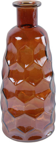 Countryfield Art Deco Bloemenvaas - Cognac Bruin Transparant - Glas - Fles Vorm - D12 X H30 Cm - Vazen