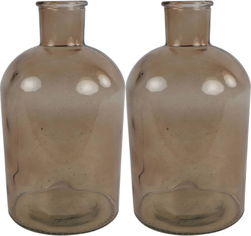 2x Stuks Countryfield Vaas - Licht Bruin Glas - Apotheker Fles - D14 X H27 Cm - Vazen