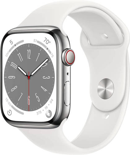 Apple Watch Series 8 45mm Gps + Cellular Rvs Sportbandje Wit