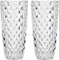 Giftdeco Set Van 2x Stuks Bloemenvazen Bubbels Relief 8 X 19,5 Cm Van Glas - Vazen