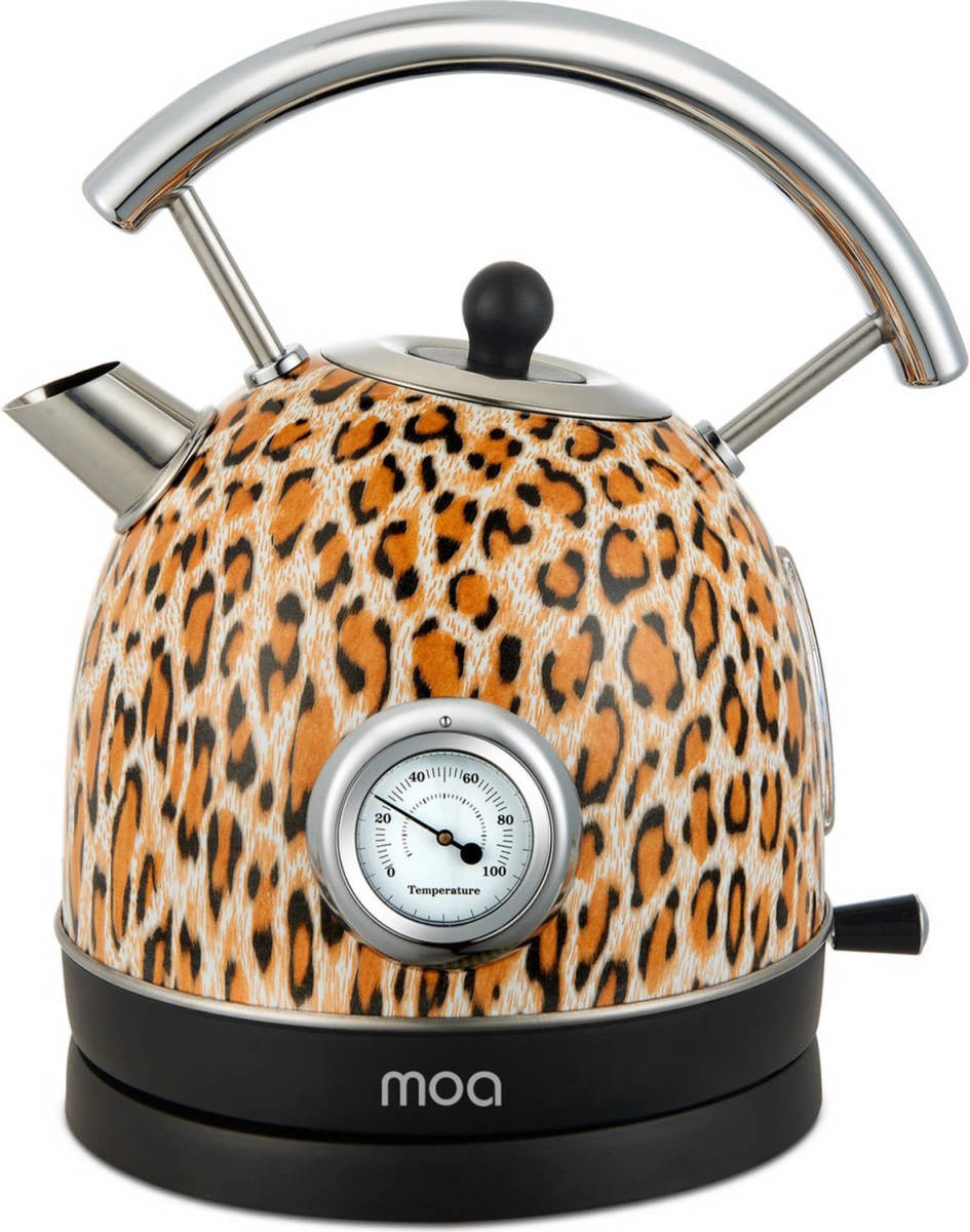 MOA Retro Waterkoker Panterprint - Elektrisch - Rvs - Ek4tpa