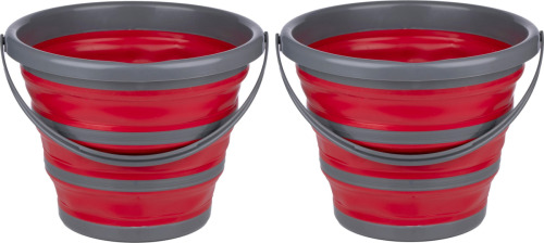 Dirt Devil inklapbare emmer - 2x - rood/grijs - 10 liter - opvouwbaar