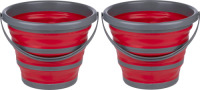 Dirt Devil inklapbare emmer - 2x - rood/grijs - 10 liter - opvouwbaar