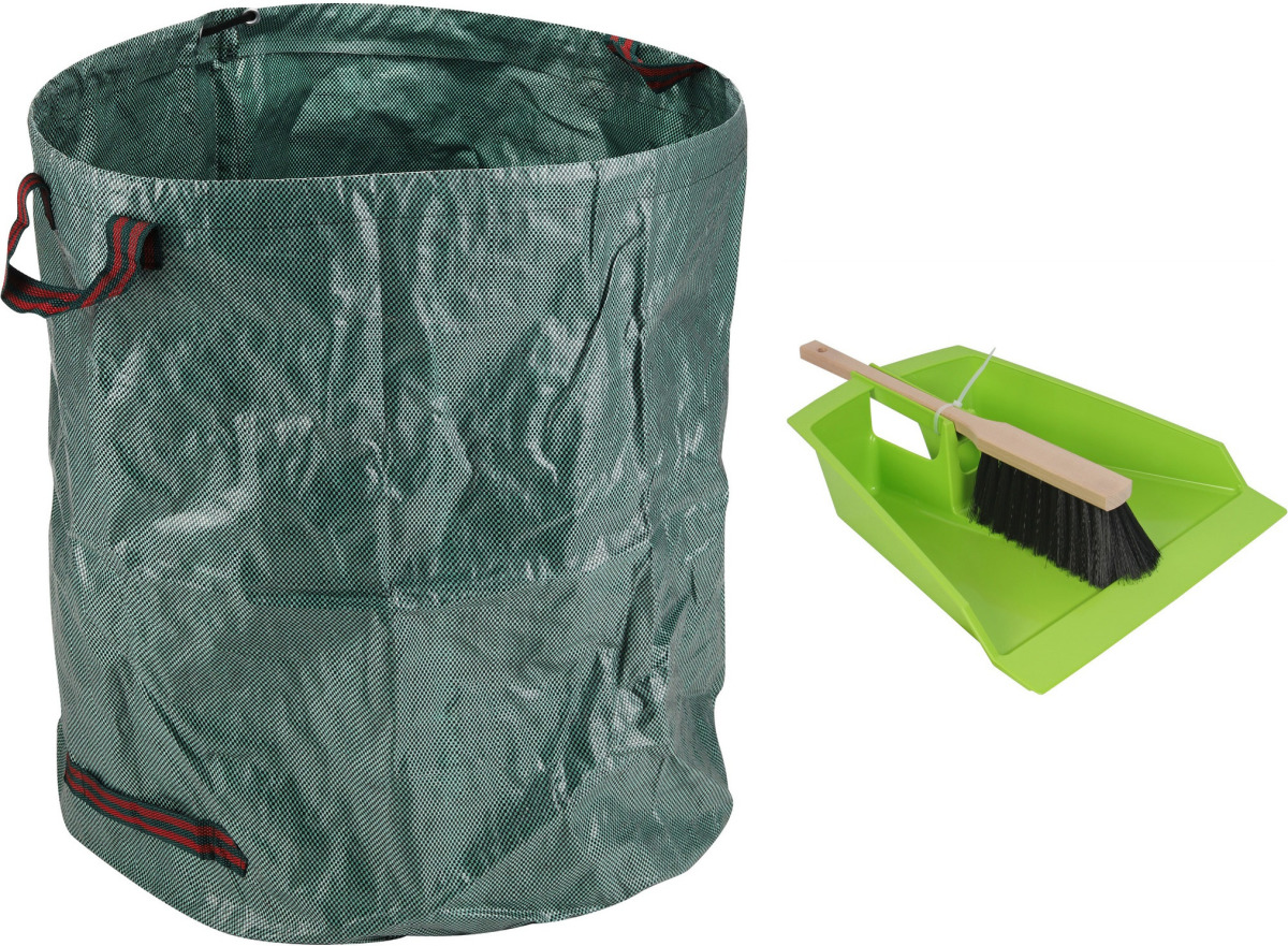 Talen Tools Groot stoffer/blik groen 43 cm met tuinafvalzak 272L voor tuinafval/bladeren