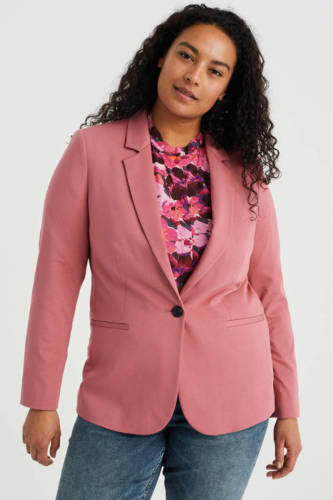 WE Fashion Curve getailleerde blazer roze