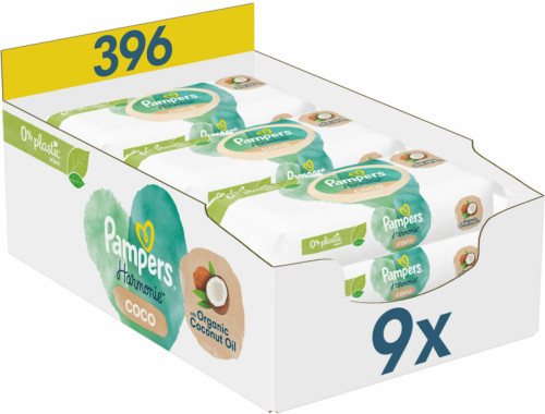 Pampers Harmonie Coco babydoekjes - 9 Verpakkingen = 396 babydoekjes
