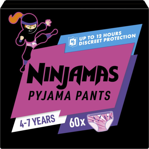 Pampers Ninjamas Pyjama Pants luierbroekjes Maat 7 Meisje (17-30kg) - 60 stuks maandbox