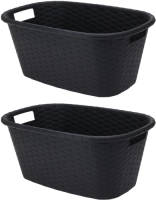 Bathroom Solutions 2x Stuks Wasmanden - 35 liter - kunststof - antraciet - Wasmanden