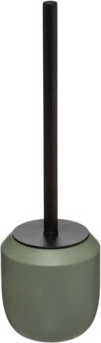 5five WC-/toiletborstel met houder rond kaki groen polyresin 39 cm - Toiletborstels