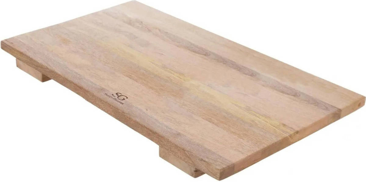 Secret de Gourmet Grote snijplank/serveerplank op pootjes rechthoek 58 x 38 cm van mango hout - Snijplanken