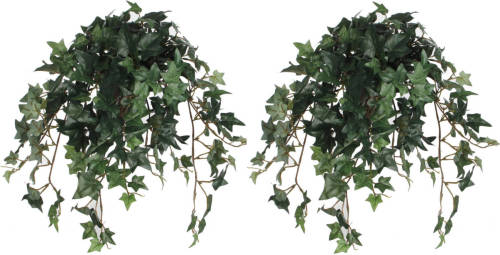 Mica Decorations 2x stuks hedera klimop kunstplanten groen in pot L45 x B25 x H25 cm - Kunstplanten