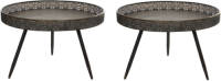 Mica Decorations Set van 2x stuks bijzettafels Lagune rond metaal brons H45,5 x D70 - Bijzettafels