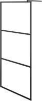 VidaXL Inloopdouchewand transparant 115x195 cm ESG-glas zwart