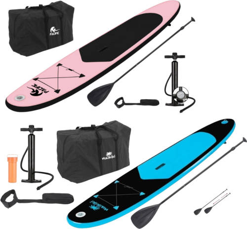 DUOSET! Pacific Sup Board Love Edition - voor Hem en Haar - Extra Stevig - 285 cm - 6 Delig - Roze/Blauw