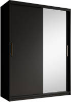 Meubella - Kledingkast Mandalin - Zwart - 150 cm - Met spiegel