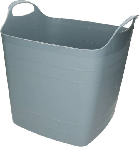 Bathroom Solutions Kuip/emmer/wasmand - flexibel - grijsblauw - 25 liter - vierkant - kunststof - Wasmanden