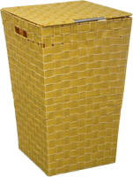 5five Wasmand gevlochten Rotan - geel - 57 liter - 33 x 33 x 53 cm - met deksel - Wasmanden