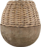Dijk Natural Collections DKNC - Vaas met wilg paulownia hout - 29x28cm - Grijs