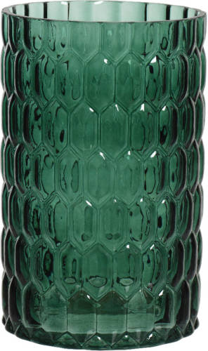 Decoris Cilinder vaas/bloemenvaas - glas - D13 x H30 cm - emerald groen - Vazen