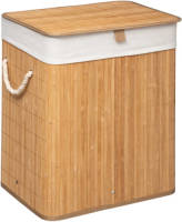 5five Wasmand van bamboe - 60 liter - 41 x 30 x 50 cm - met deksel - Wasmanden