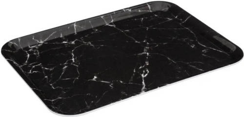 5five Dienblad/serveer tray Marble - Melamine - zwart - 33 x 43 cm - rechthoek - Dienbladen