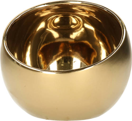 Countryfield Luxe theelichthouder/kaarsenhouder - goud - keramiek - D15 x H13.5 cm - Waxinelichtjeshouders