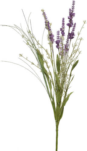 Everlands Lavendel kunstplant - kunststof - lila paars - 4 x 13 x H75 cm - Kunstplanten