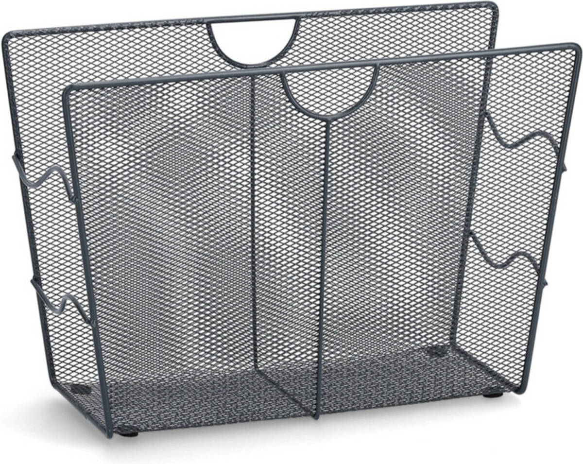 Zeller Tijdschriftenrek/tijdschriftenhouder - zwart - 39 x 27 cm - metaal - Opbergmanden