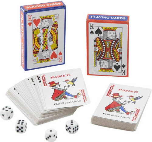 Grafix - 2x Pakjes speelkaarten inclusief 4 dobbelstenen - Kaartspel