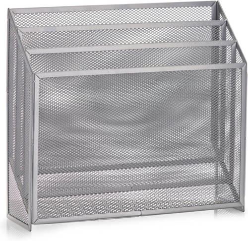 Zeller Tijdschriftenrek/tijdschriftenhouder - zilver - 32 x 30 cm - metaal - Opbergmanden