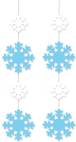 Bellatio Decorations 2x stuks decoratie hanger met sneeuwvlokken 120 x 25 cm - Feestslingers