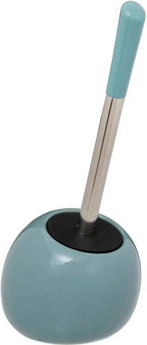 5five Toiletborstel in houder/wc-borstel - polyresin/metaal - ijsblauw - 35 x 15 cm - Toiletborstels