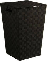 5five Wasmand gevlochten Rotan - zwart - 57 liter - 33 x 33 x 53 cm - met deksel - Wasmanden