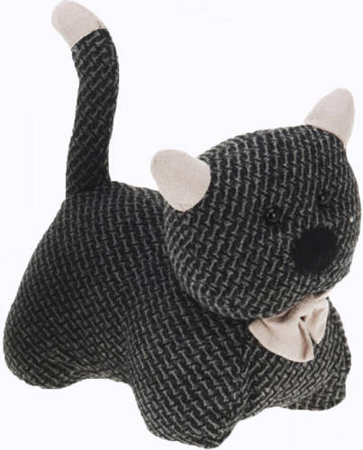 H&S Collection Deurstopper 1 kilo gewicht - kat/poes - donkergrijs - 17 cm - Deurstoppers