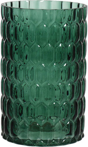 Decoris Cilinder vaas/bloemenvaas - glas - D13 x H20 cm - emerald groen - Vazen