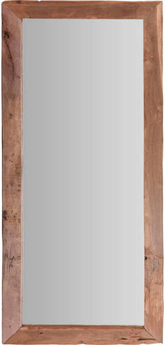 H&S Collection Spiegel/wandspiegel - teak hout - bruin - rechthoek - 100 x 70 cm - Spiegels