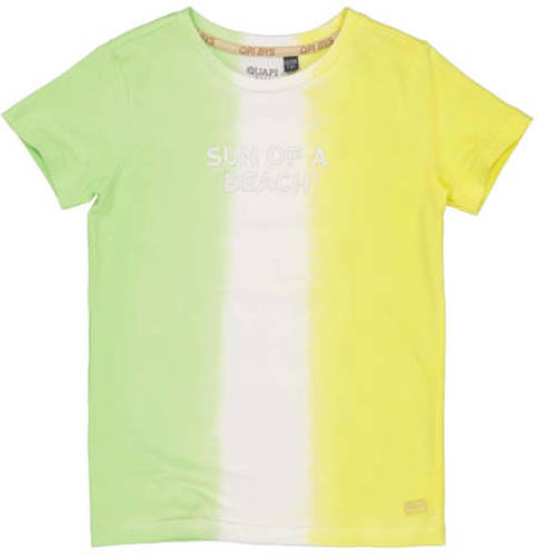 Quapi dip-dye T-shirt wit/geel/groen